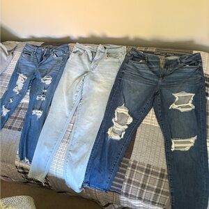 Distressed Blue Jeans Trio